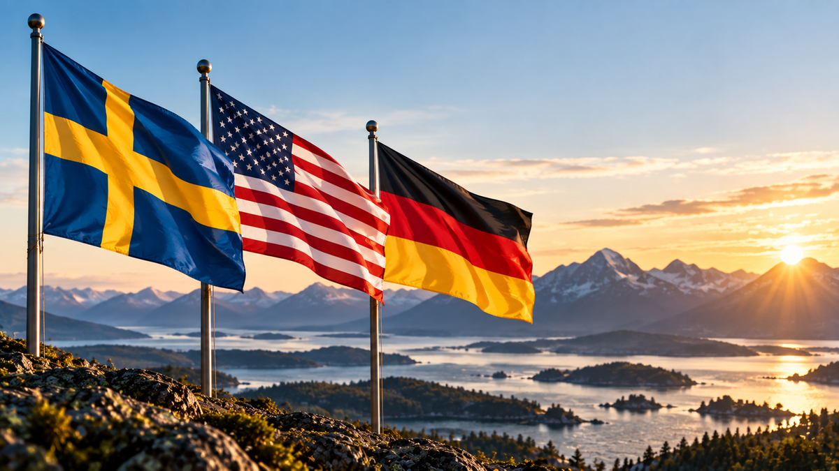 Flags of Scandinavia, Germany and the United States